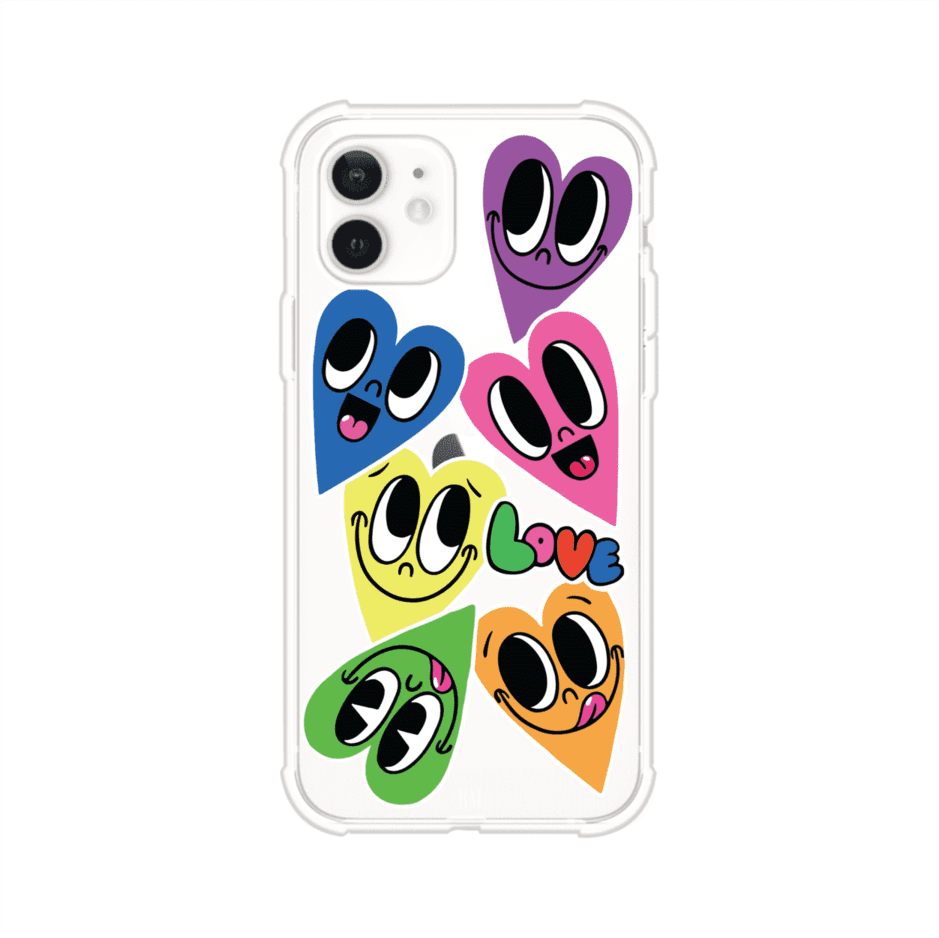 Funda para iPhone con diseño de corazones sonrientes en colores vibrantes – Remark Mx