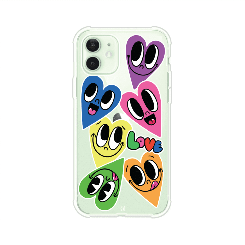 Funda para iPhone con diseño de corazones sonrientes en colores vibrantes – Remark Mx