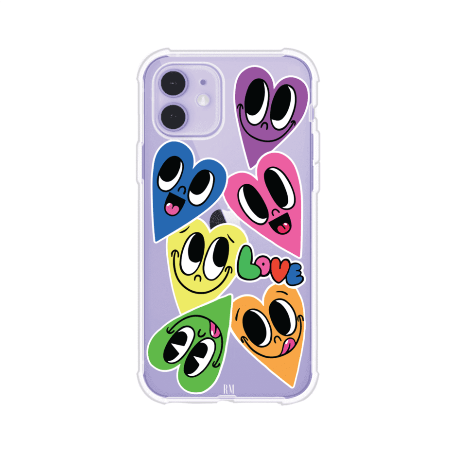 Funda para iPhone con diseño de corazones sonrientes en colores vibrantes – Remark Mx