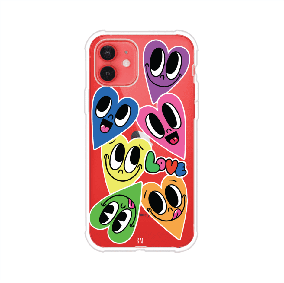 Funda para iPhone con diseño de corazones sonrientes en colores vibrantes – Remark Mx