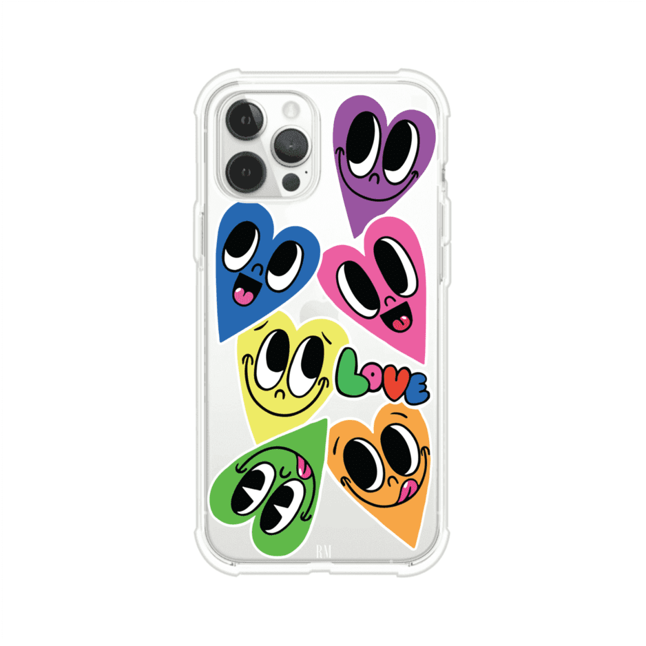 Funda para iPhone con diseño de corazones sonrientes en colores vibrantes – Remark Mx