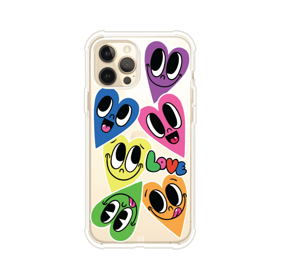 Funda para iPhone con diseño de corazones sonrientes en colores vibrantes – Remark Mx