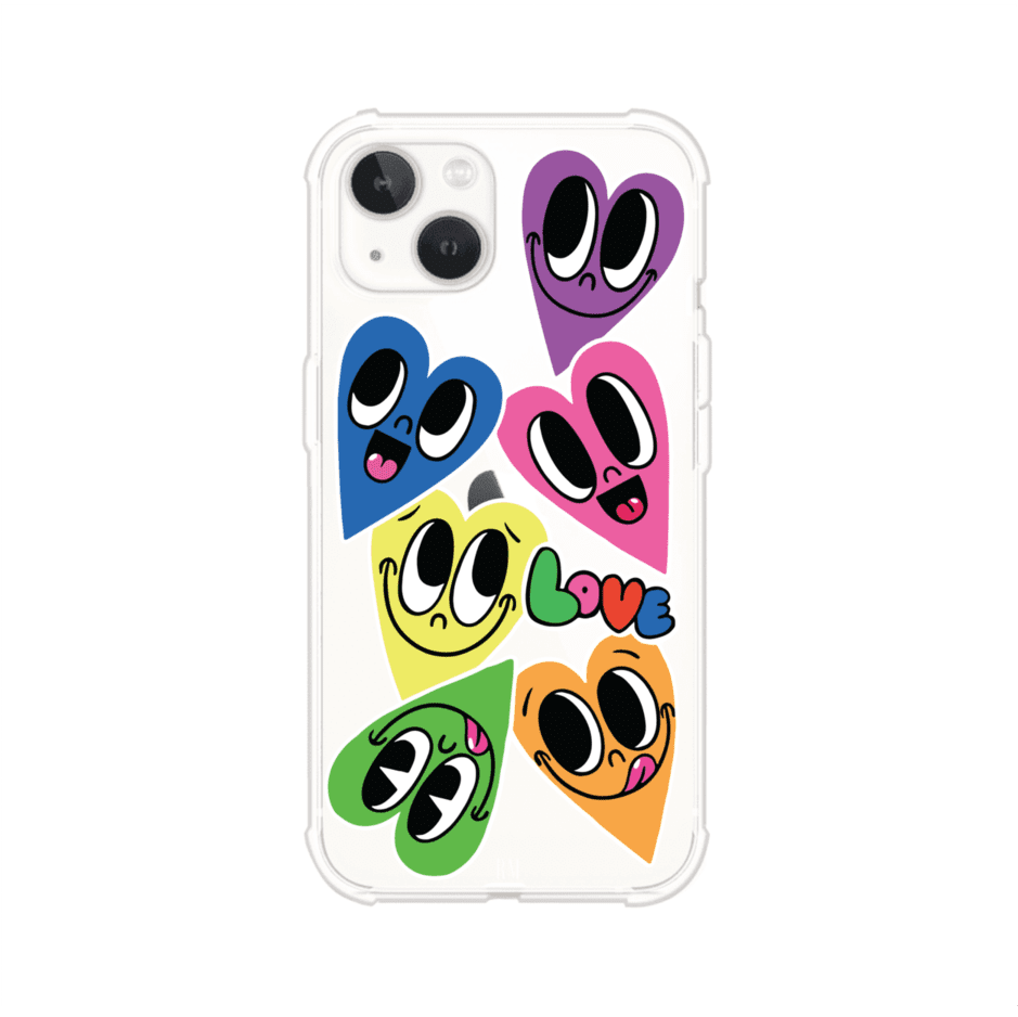 Funda para iPhone con diseño de corazones sonrientes en colores vibrantes – Remark Mx