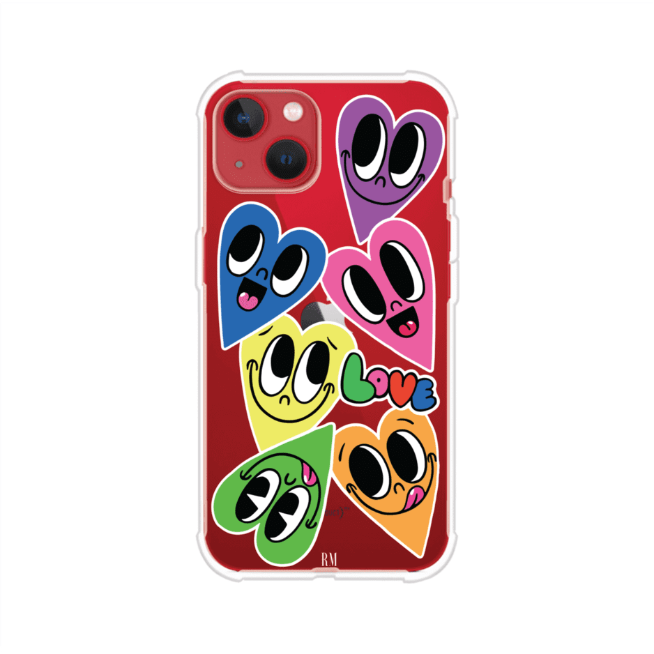Funda para iPhone con diseño de corazones sonrientes en colores vibrantes – Remark Mx