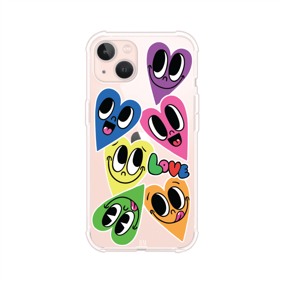 Funda para iPhone con diseño de corazones sonrientes en colores vibrantes – Remark Mx