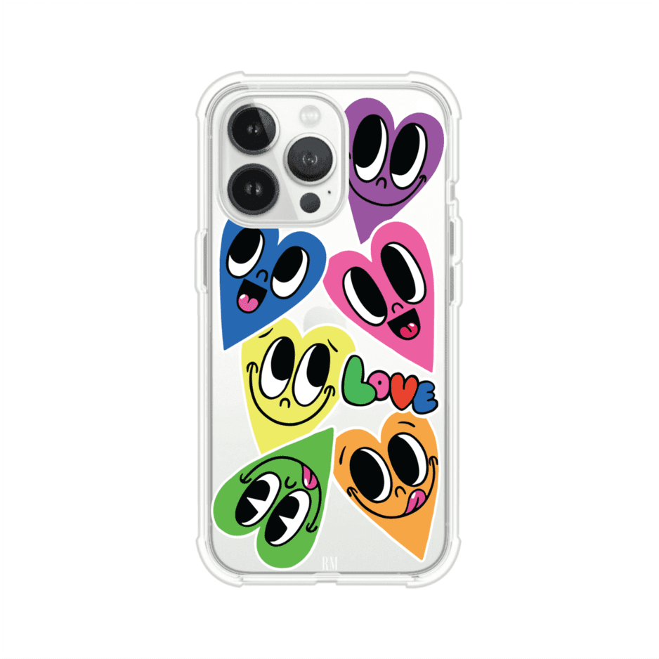 Funda para iPhone con diseño de corazones sonrientes en colores vibrantes – Remark Mx