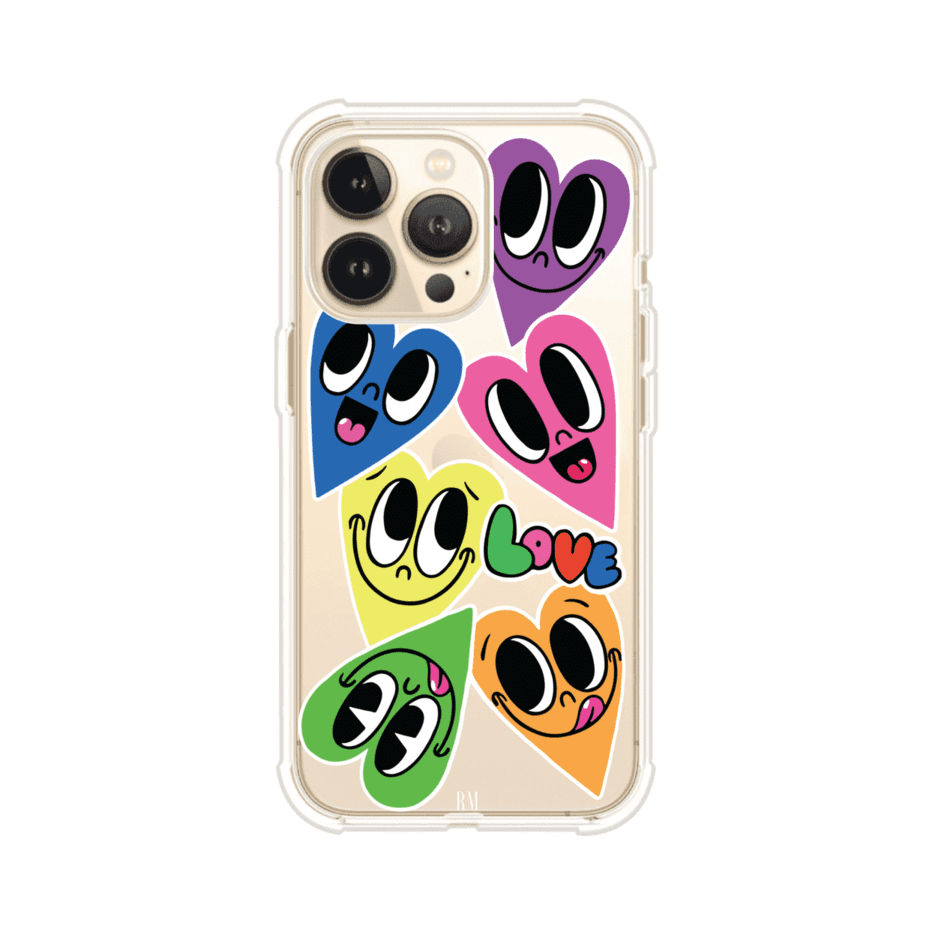 Funda para iPhone con diseño de corazones sonrientes en colores vibrantes – Remark Mx