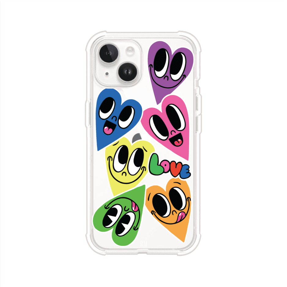 Funda para iPhone con diseño de corazones sonrientes en colores vibrantes – Remark Mx