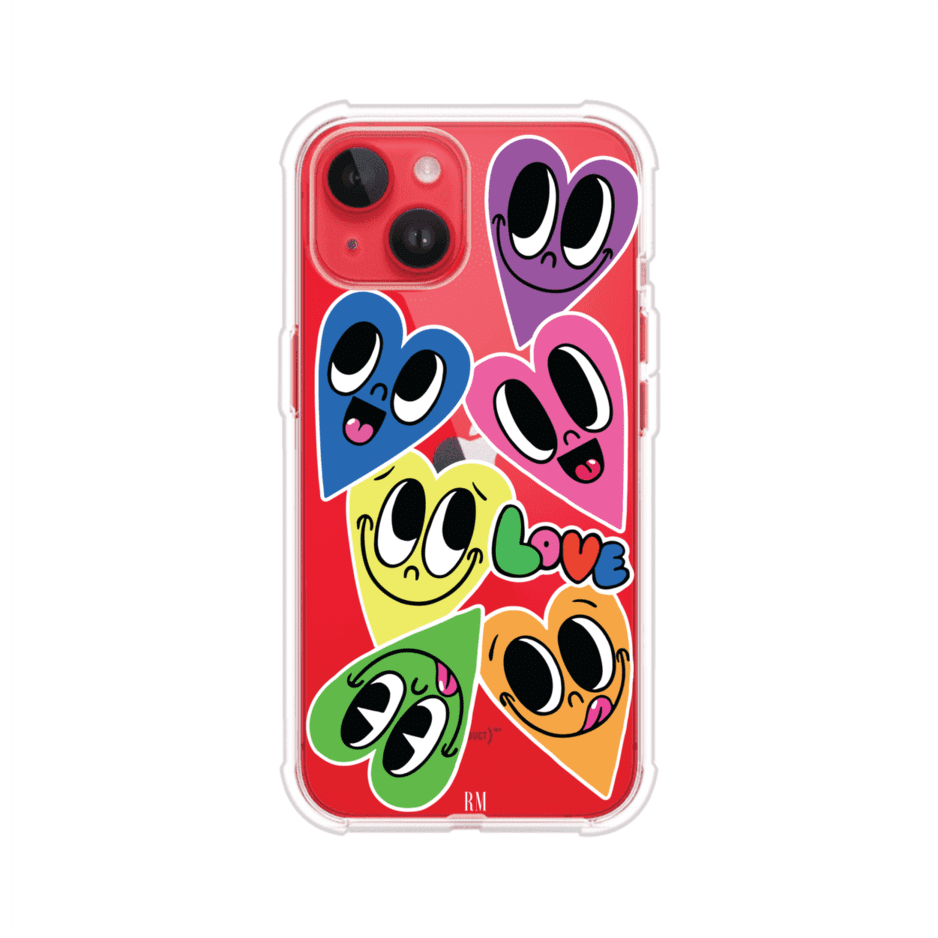 Funda para iPhone con diseño de corazones sonrientes en colores vibrantes – Remark Mx