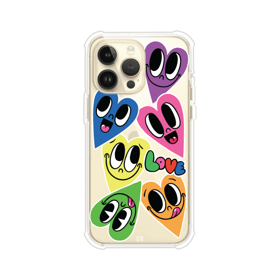 Funda para iPhone con diseño de corazones sonrientes en colores vibrantes – Remark Mx