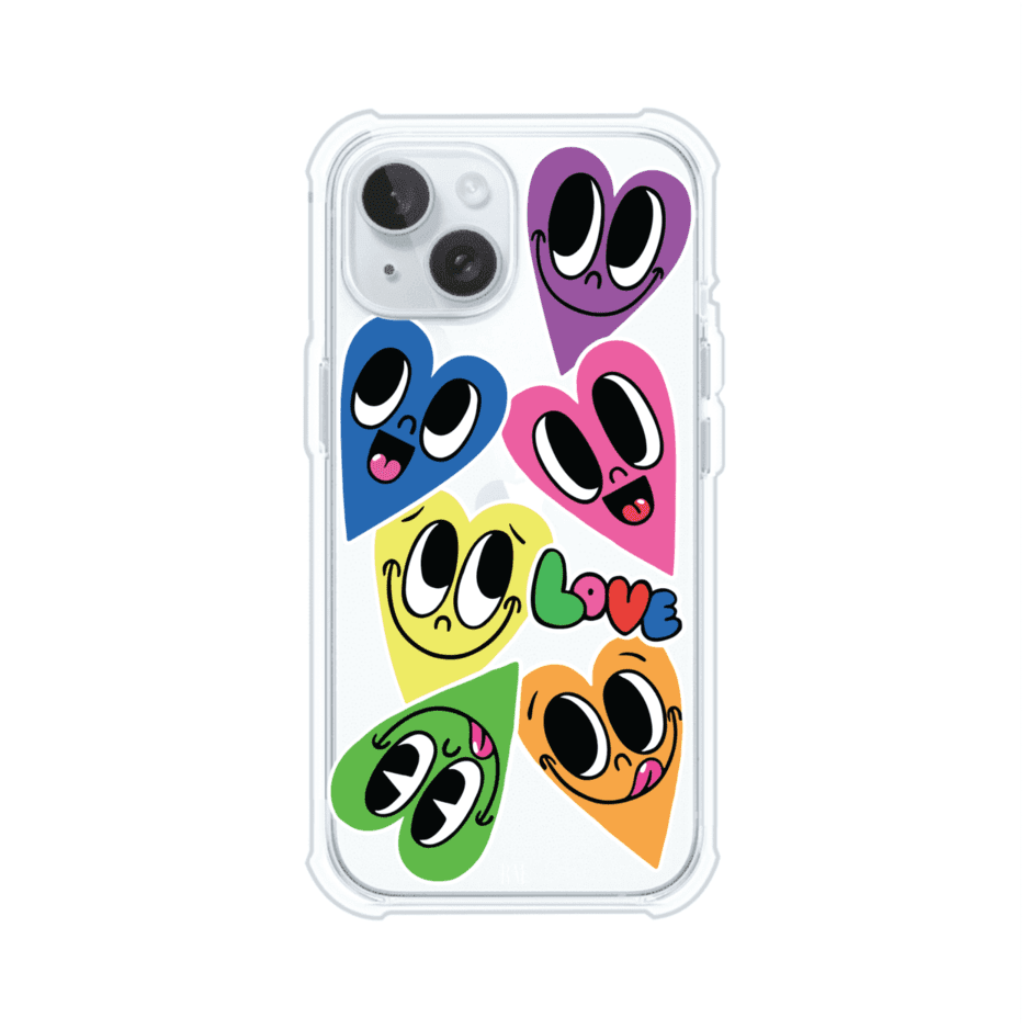 Funda para iPhone con diseño de corazones sonrientes en colores vibrantes – Remark Mx