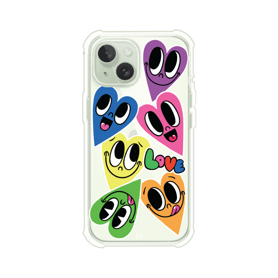 Funda para iPhone con diseño de corazones sonrientes en colores vibrantes – Remark Mx