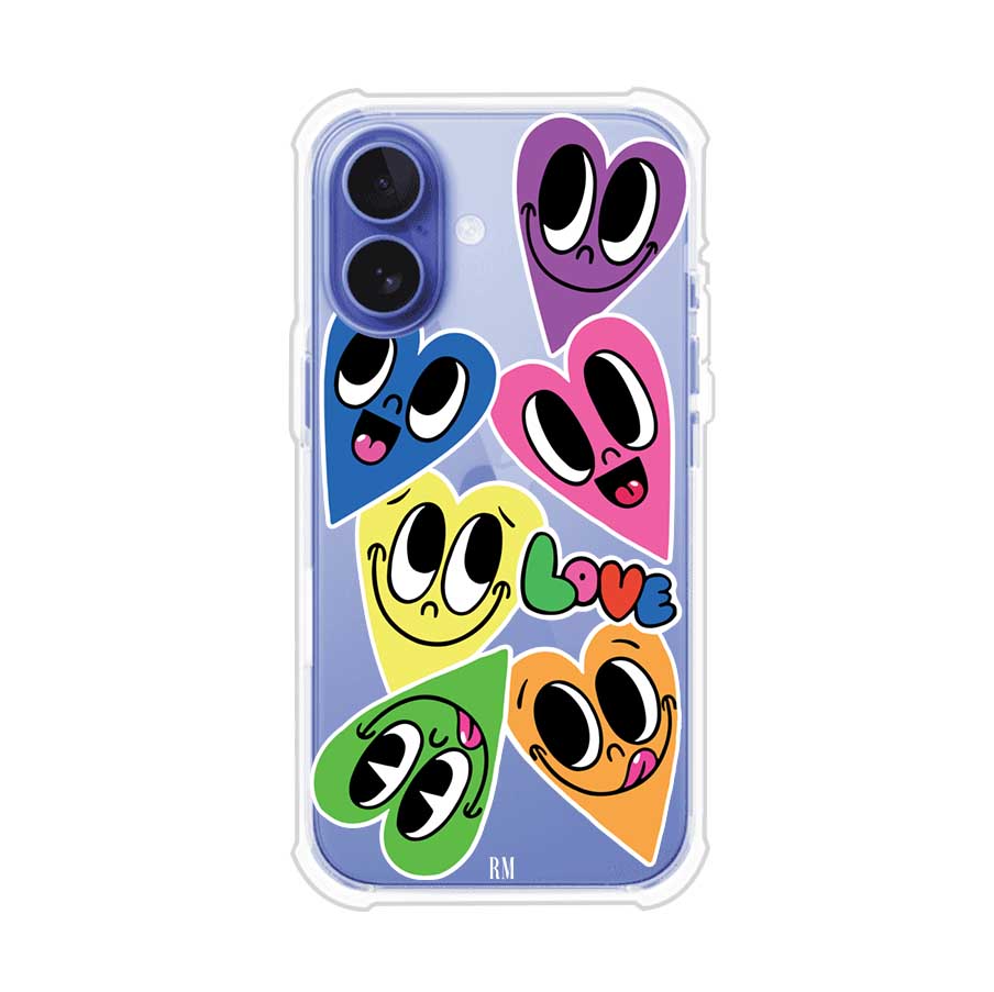 Funda para iPhone con diseño de corazones sonrientes en colores vibrantes – Remark Mx