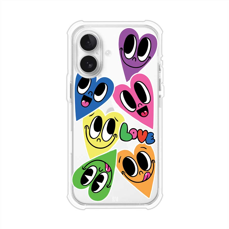 Funda para iPhone con diseño de corazones sonrientes en colores vibrantes – Remark Mx