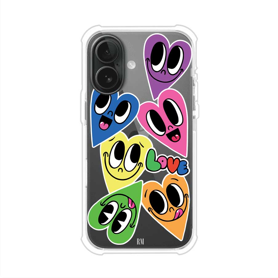 Funda para iPhone con diseño de corazones sonrientes en colores vibrantes – Remark Mx