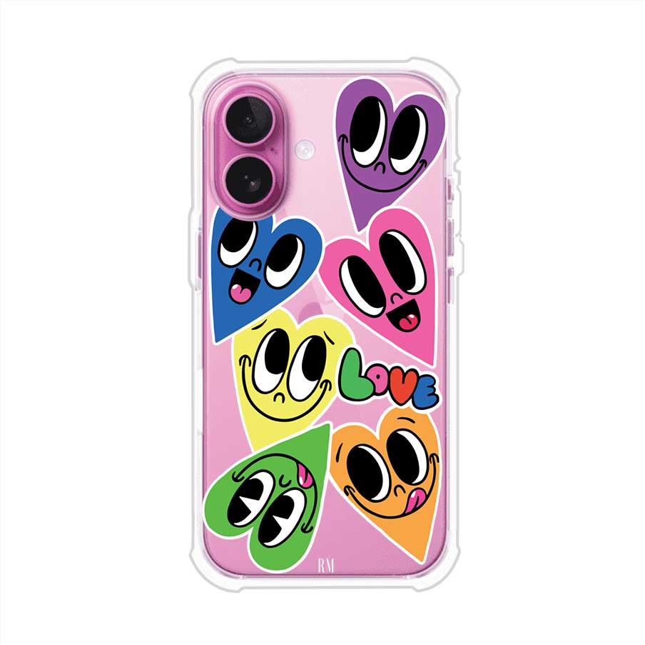 Funda para iPhone con diseño de corazones sonrientes en colores vibrantes – Remark Mx