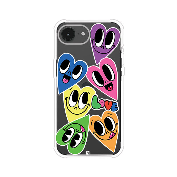 Funda para iPhone con diseño de corazones sonrientes en colores vibrantes – Remark Mx