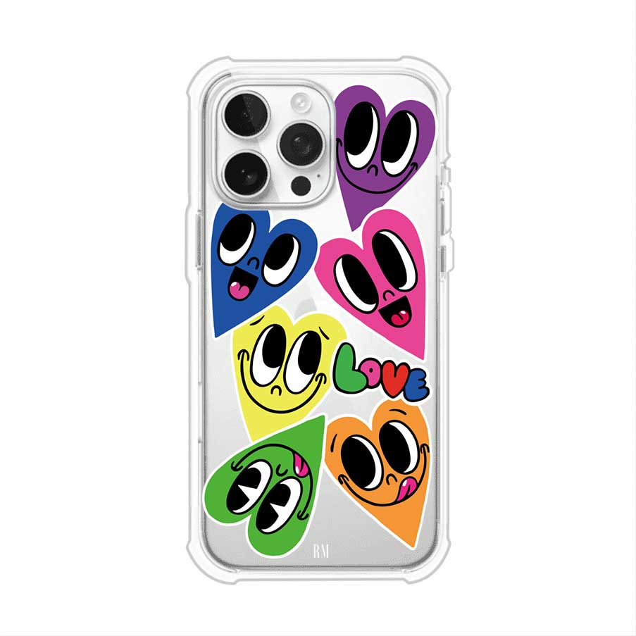 Funda para iPhone con diseño de corazones sonrientes en colores vibrantes – Remark Mx