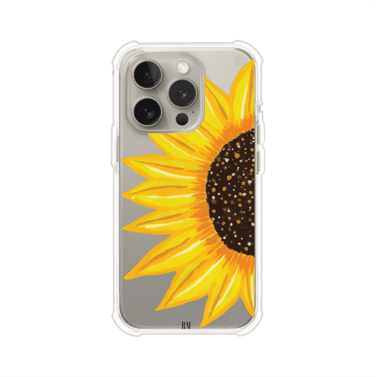 Funda transparente para iPhone con diseño pintado de girasol amarillo grande – Remark Mx