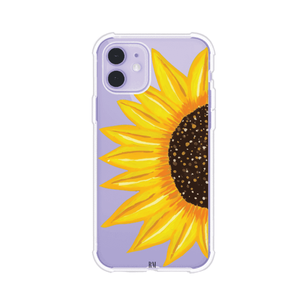 Funda transparente para iPhone con diseño pintado de girasol amarillo grande – Remark Mx