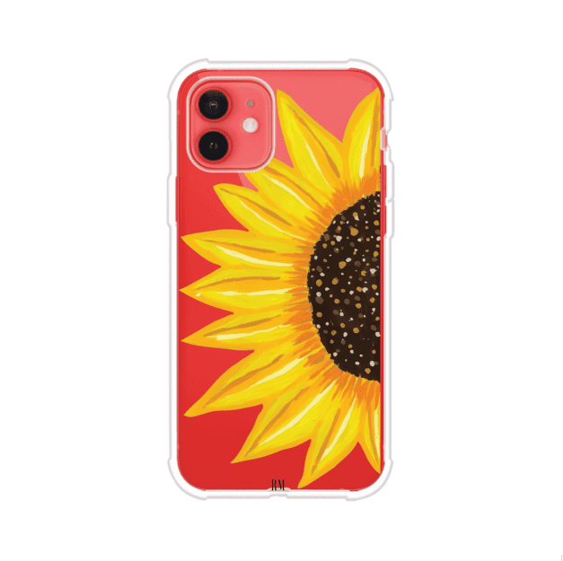 Funda transparente para iPhone con diseño pintado de girasol amarillo grande – Remark Mx