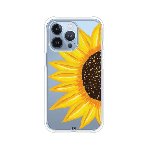 Funda transparente para iPhone con diseño pintado de girasol amarillo grande – Remark Mx