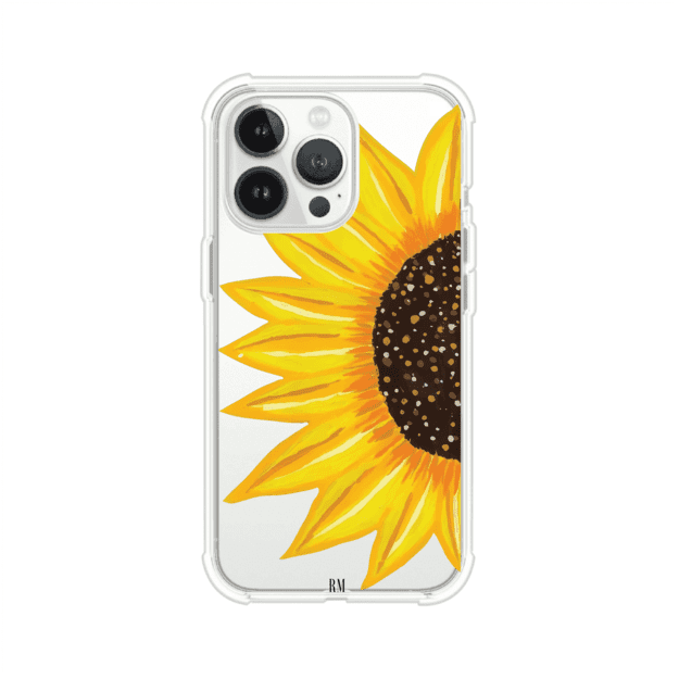 Funda transparente para iPhone con diseño pintado de girasol amarillo grande – Remark Mx