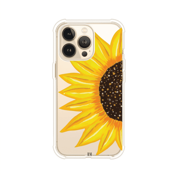 Funda transparente para iPhone con diseño pintado de girasol amarillo grande – Remark Mx
