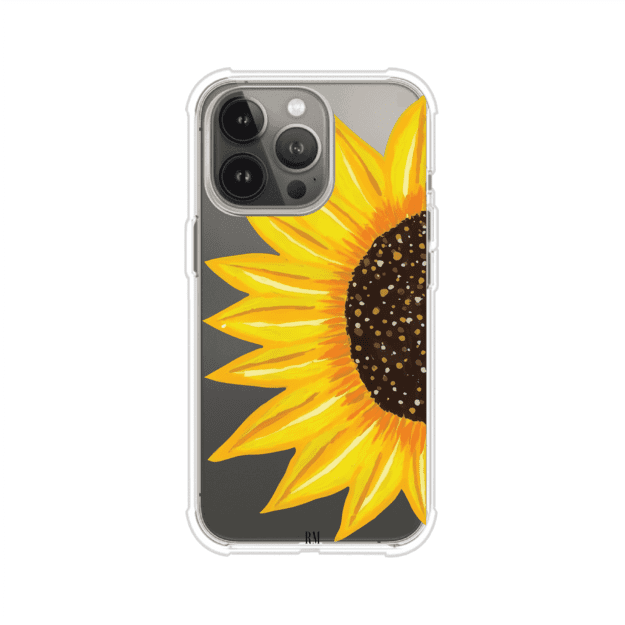 Funda transparente para iPhone con diseño pintado de girasol amarillo grande – Remark Mx