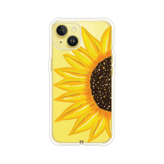 Funda transparente para iPhone con diseño pintado de girasol amarillo grande – Remark Mx