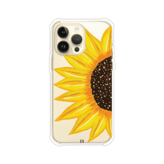 Funda transparente para iPhone con diseño pintado de girasol amarillo grande – Remark Mx