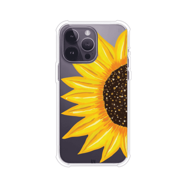 Funda transparente para iPhone con diseño pintado de girasol amarillo grande – Remark Mx