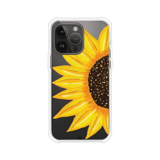 Funda transparente para iPhone con diseño pintado de girasol amarillo grande – Remark Mx