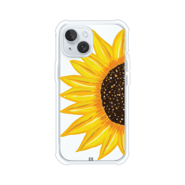 Funda transparente para iPhone con diseño pintado de girasol amarillo grande – Remark Mx