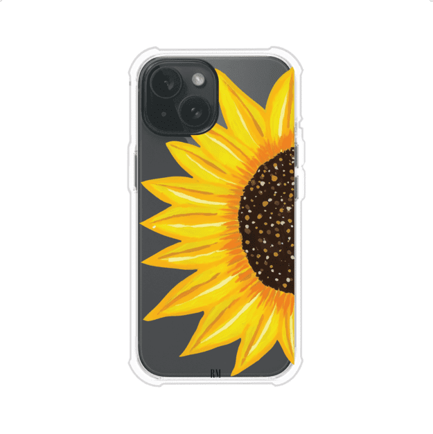 Funda transparente para iPhone con diseño pintado de girasol amarillo grande – Remark Mx