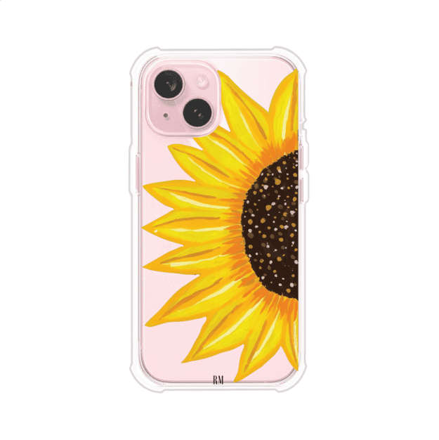 Funda transparente para iPhone con diseño pintado de girasol amarillo grande – Remark Mx