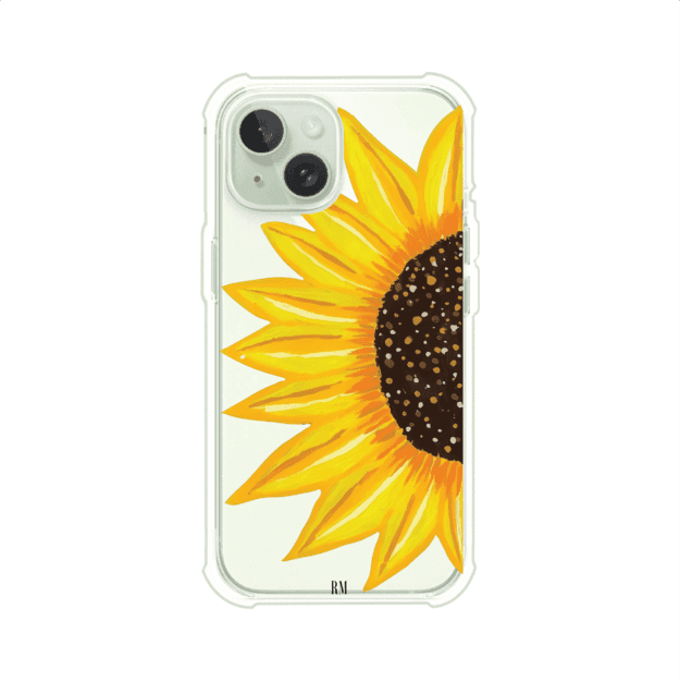 Funda transparente para iPhone con diseño pintado de girasol amarillo grande – Remark Mx