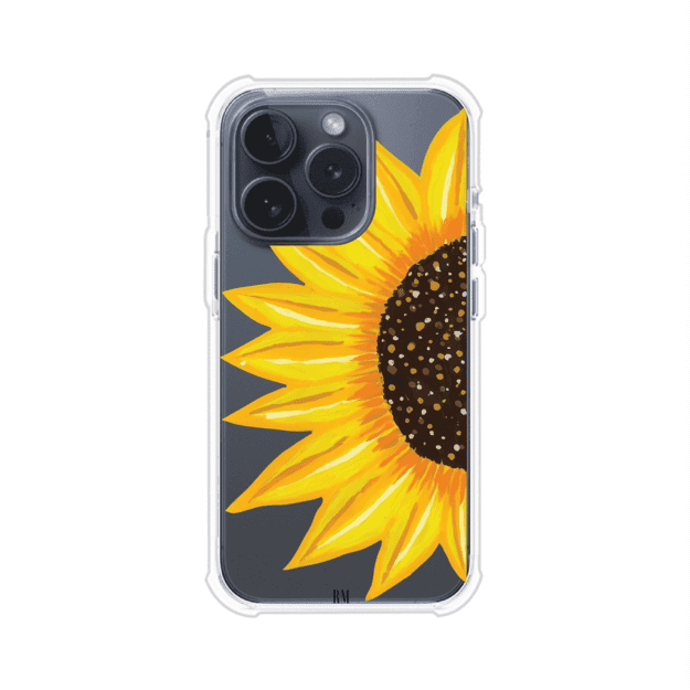 Funda transparente para iPhone con diseño pintado de girasol amarillo grande – Remark Mx