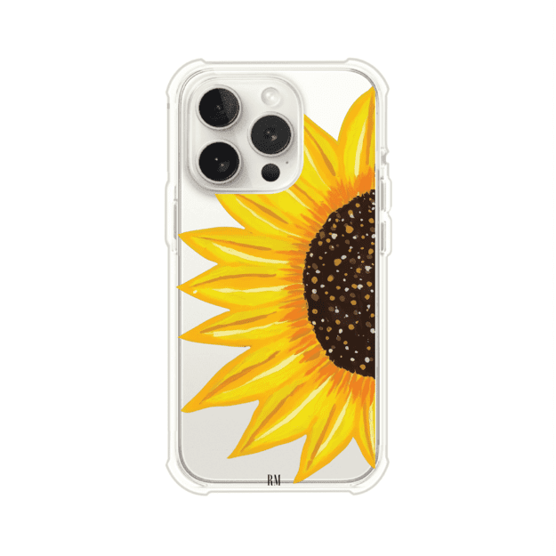 Funda transparente para iPhone con diseño pintado de girasol amarillo grande – Remark Mx