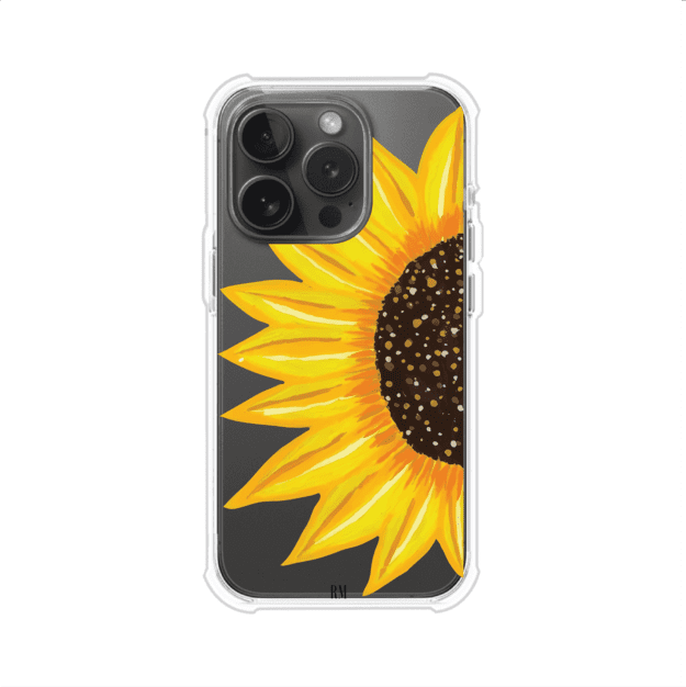 Funda transparente para iPhone con diseño pintado de girasol amarillo grande – Remark Mx