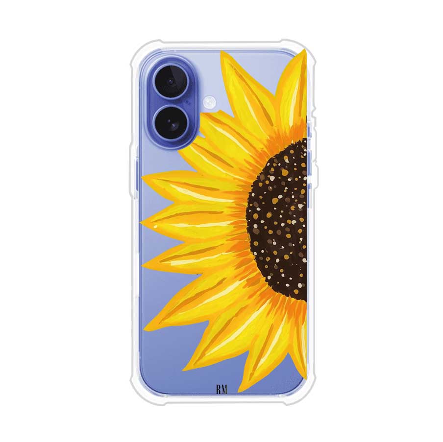 Funda transparente para iPhone con diseño pintado de girasol amarillo grande – Remark Mx