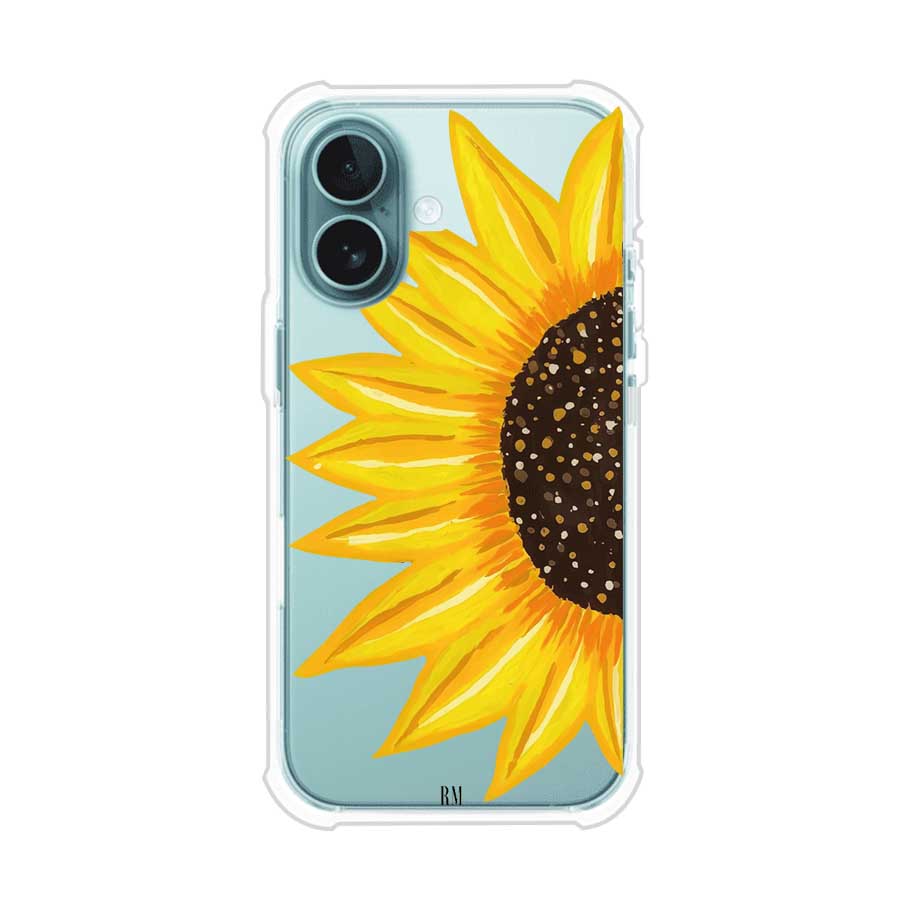 Funda transparente para iPhone con diseño pintado de girasol amarillo grande – Remark Mx