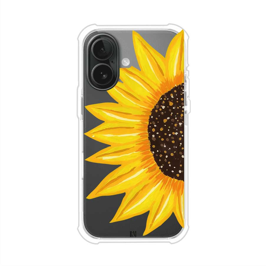 Funda transparente para iPhone con diseño pintado de girasol amarillo grande – Remark Mx