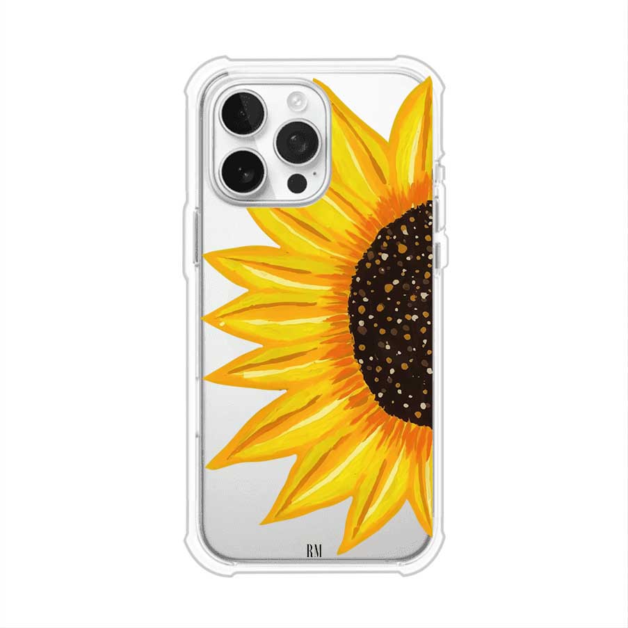 Funda transparente para iPhone con diseño pintado de girasol amarillo grande – Remark Mx