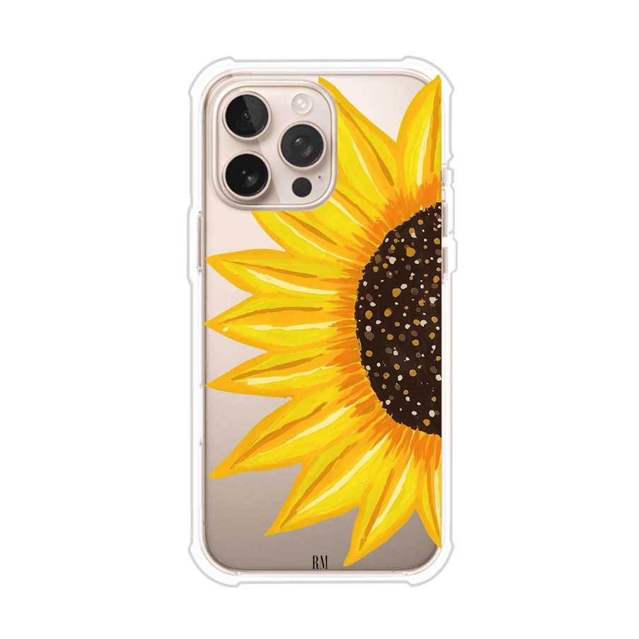 Funda transparente para iPhone con diseño pintado de girasol amarillo grande – Remark Mx