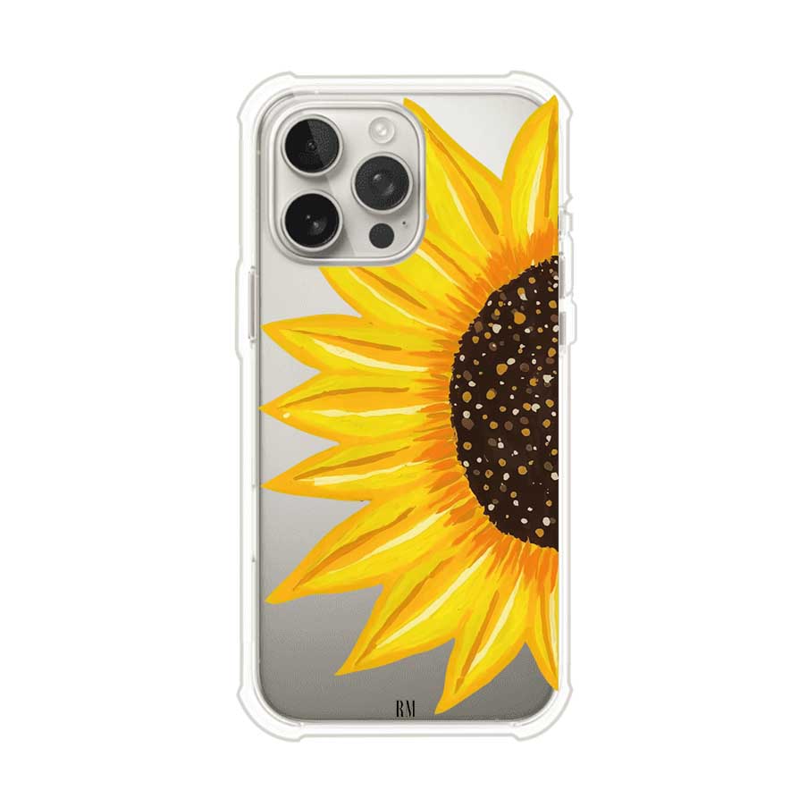 Funda transparente para iPhone con diseño pintado de girasol amarillo grande – Remark Mx