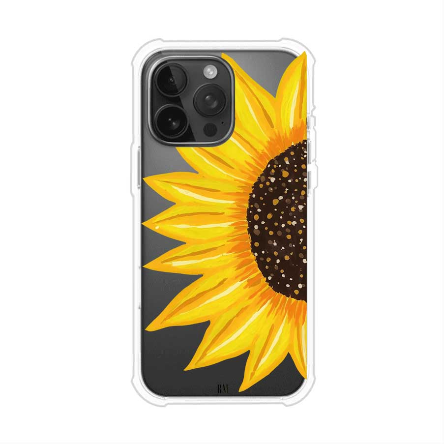 Funda transparente para iPhone con diseño pintado de girasol amarillo grande – Remark Mx