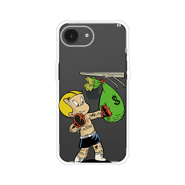 Funda para iPhone con dibujo de Richie Rich como boxeador sosteniendo una bolsa de dinero Remark Mx