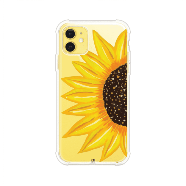 Funda transparente para iPhone con diseño pintado de girasol amarillo grande – Remark Mx