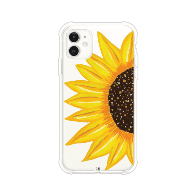 Funda transparente para iPhone con diseño pintado de girasol amarillo grande – Remark Mx